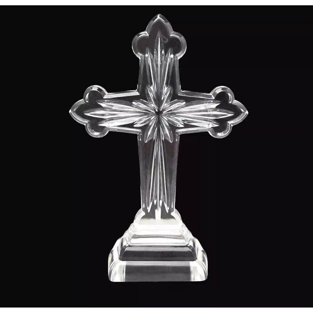 Samobor Rogaska Lead Crystal Cross Slovenia 24% Lead Crystal Pedestal Base 10"